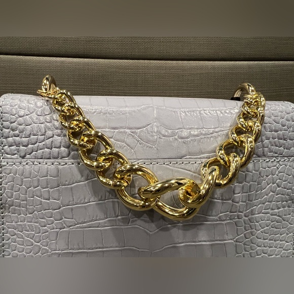 NWT House of Harlow 1960 Leather Light Gray Animal Print Crossbody Purse… - Picture 8 of 13